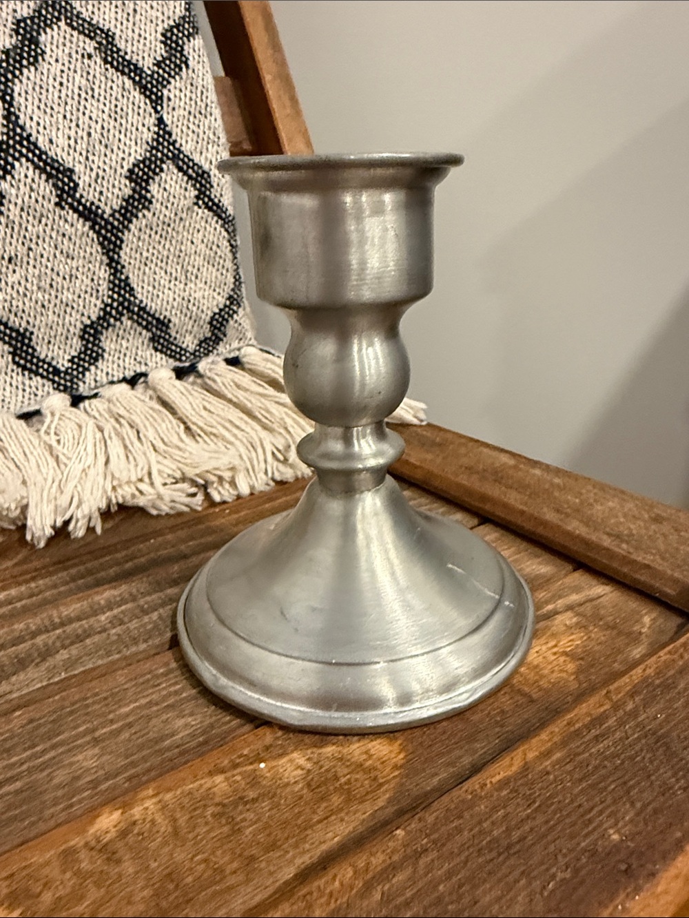 Vintage Leonard Genuine Pewter Weighted Candlestick Holder 5” Made in Bolivia